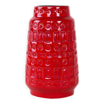 Red ceramic vase, German design, 1960s, made in West Germany
