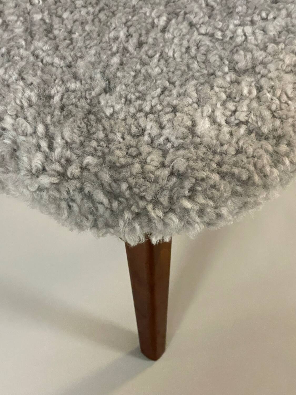 Danish beside chair in grey sheep skin  1940s