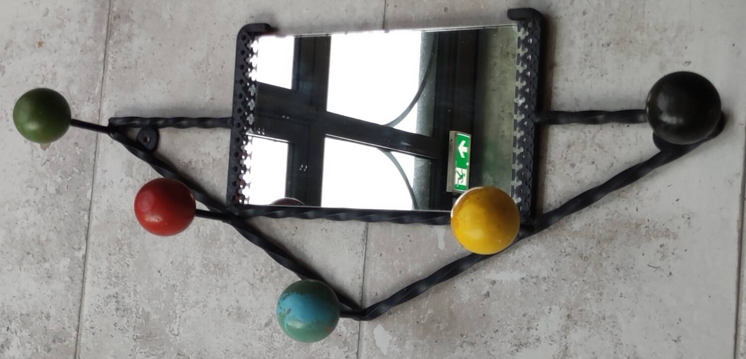 Vintage wall mirror coat rack