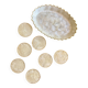 Lot of mother-of-pearl aperitif items, 7 coasters and a dish.