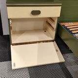 Large vintage bed with headboard furniture and built-in radio