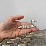 12 duck knife holders in silver metal