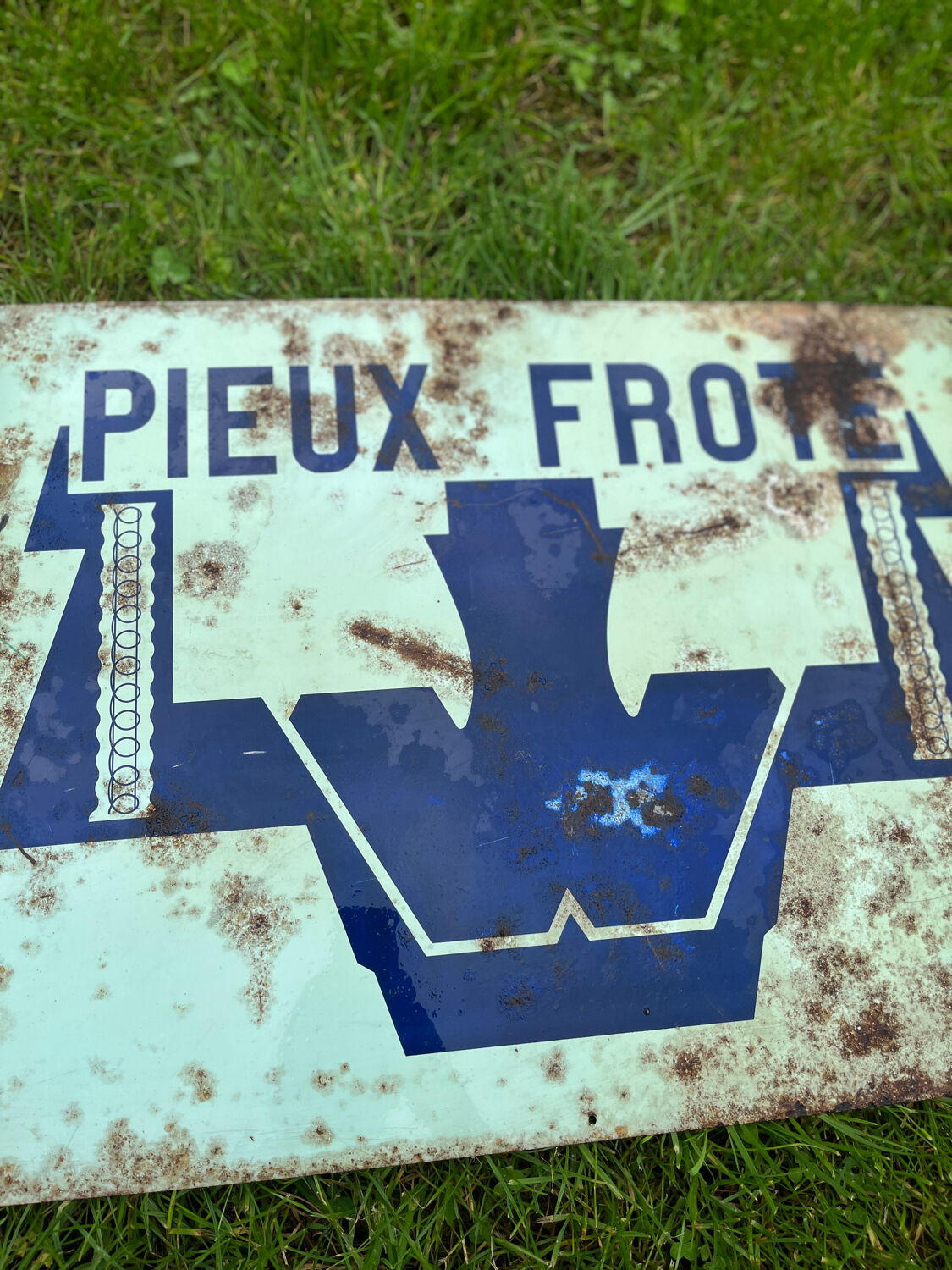 Enamelled advertising plate Frote Piles