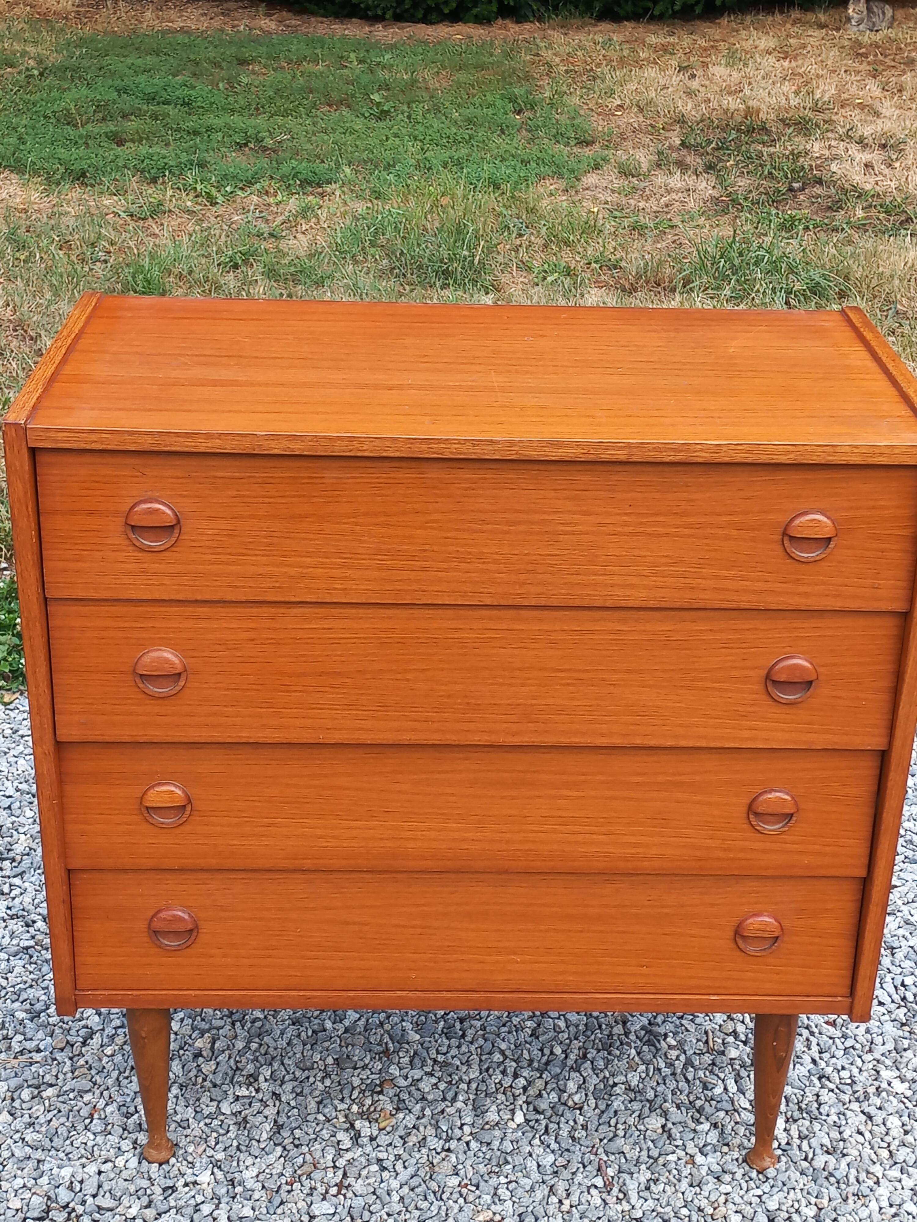Scandinavian style 4-drawer teak chest of drawers, 1970s