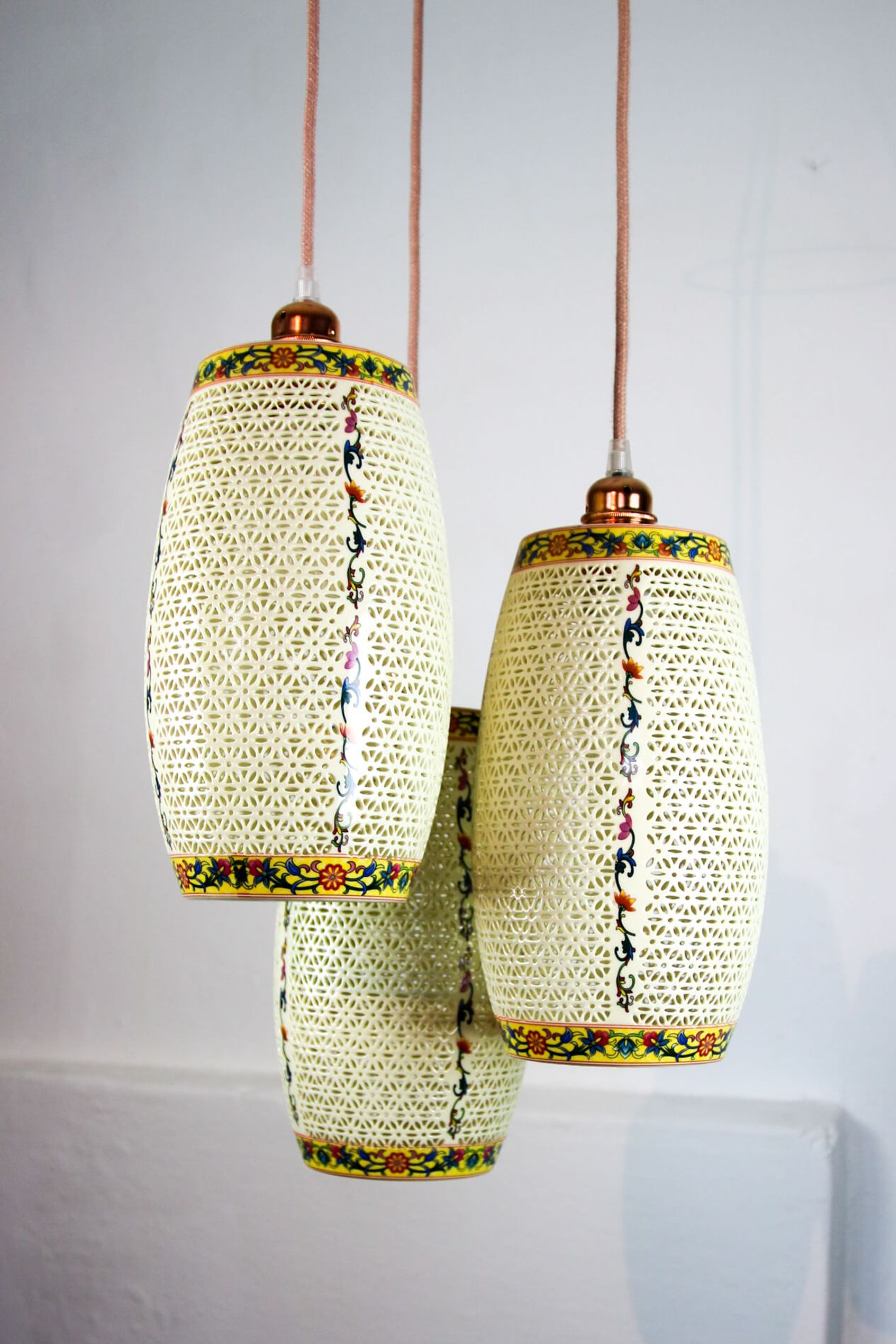 Ceramic pendant light 1980s, set of 3