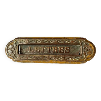 Entrée de boite aux lettres ancienne en bronze estampillé, Art nouveau, XIXème