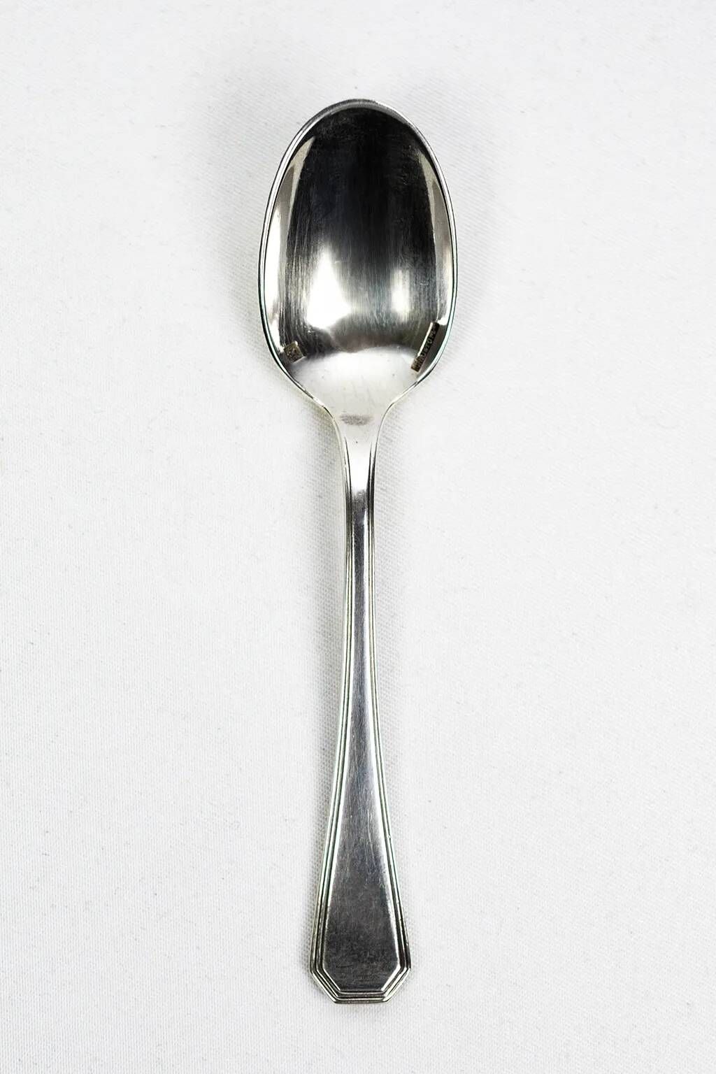 6 Christofle America espresso spoons in silver-plated metal, Luc Lanel