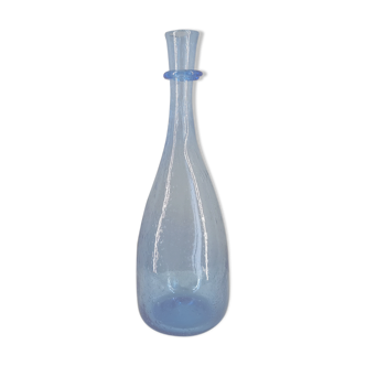 Biot glass carafe in blue bubbled glass 60