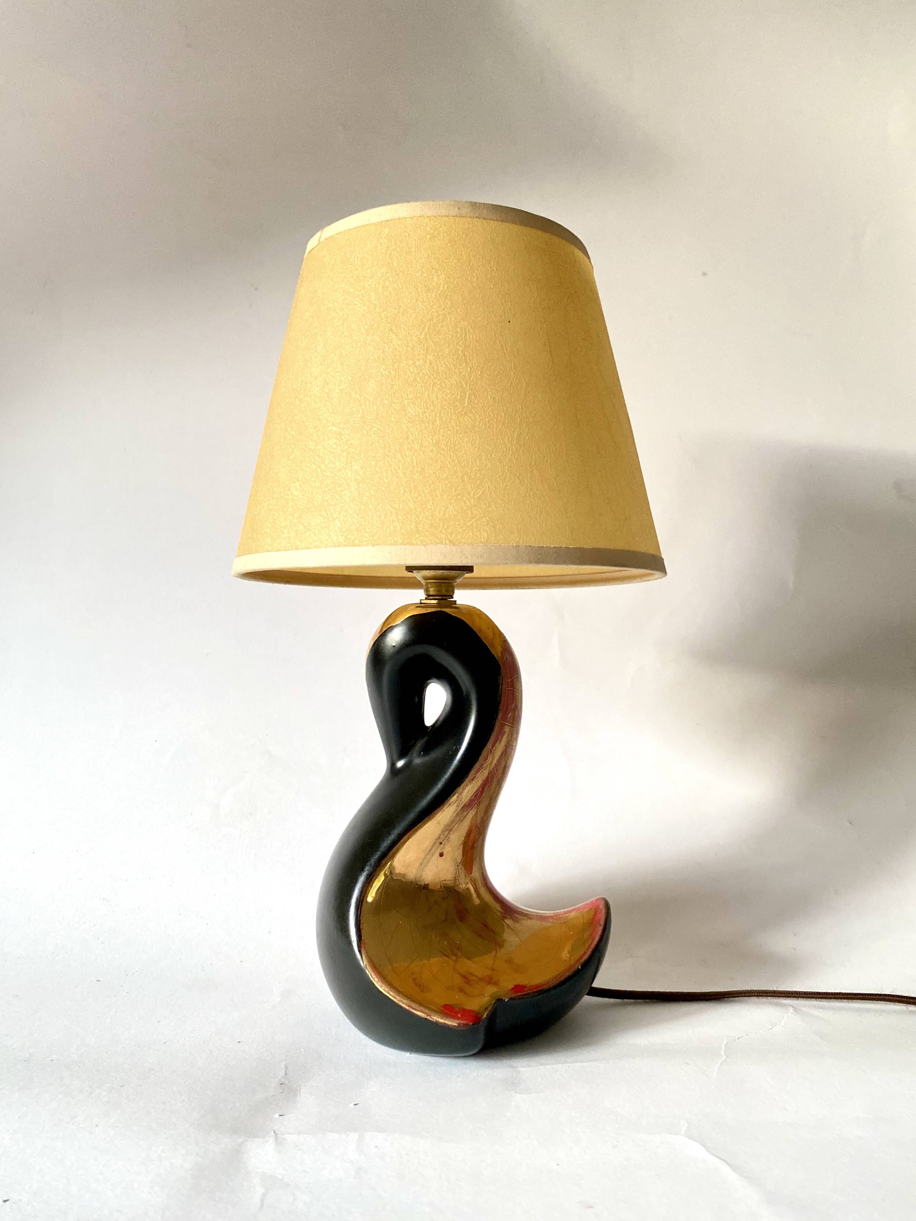 Earthenware lamp, 2 M fabric cable, paper lampshade