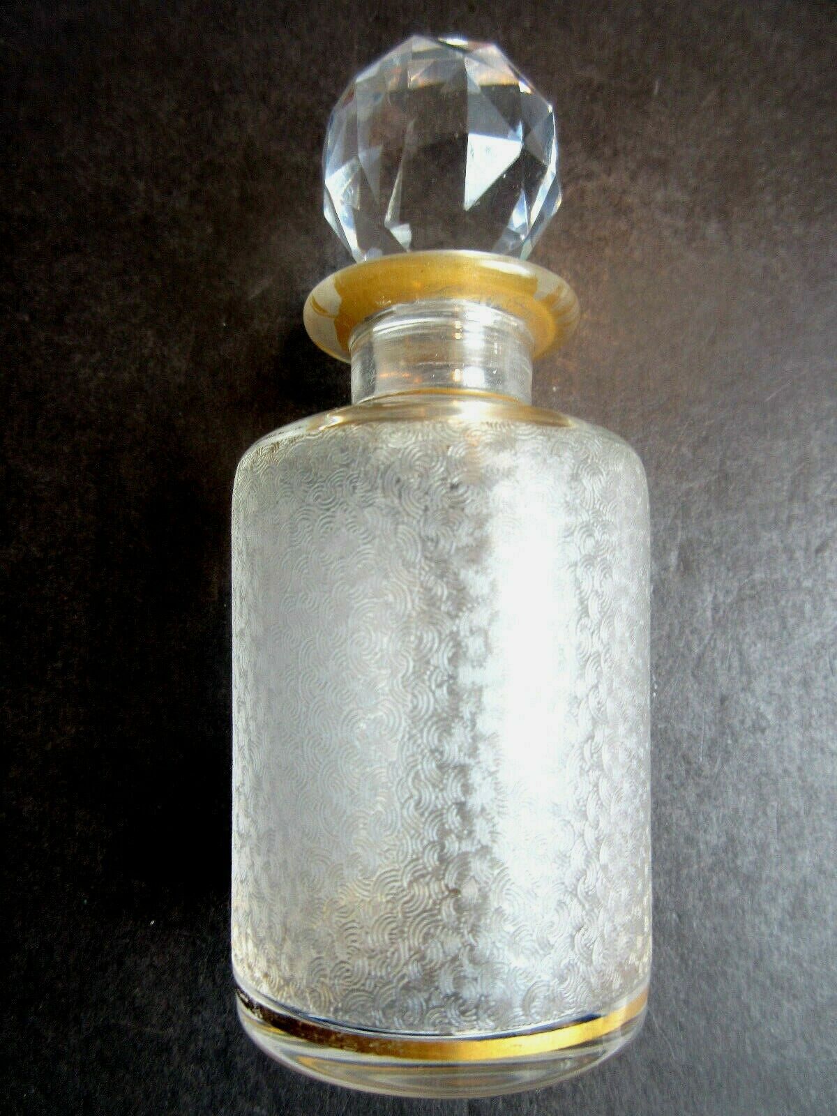 Perfume bottle, acid hammered crystal, golden fine gold, Baccarat