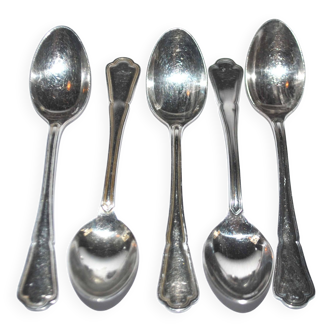 Lot de 5 cuillères à café moka en métal argenté ERCUIS modèle VICTORIA Spatours 11cm