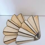 Set of 2 vintage shell or fan wall lights in glass paste and aged gold metal