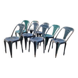 Lot de 8 chaises Multipl's années 50 par Joseph Mathieu