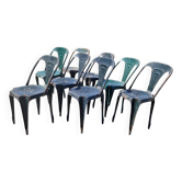 Lot de 8 chaises Multipl's années 50 par Joseph Mathieu
