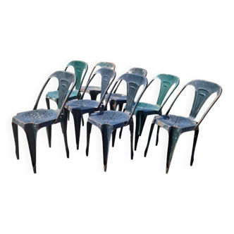 Lot de 8 chaises Multipl's années 50 par Joseph Mathieu