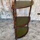 Étagère Meuble D’Angle Ancien Bois + Tablette Verte Vintage