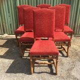 Vintage Louis XIII style chairs sheep bones in beech and velvet.