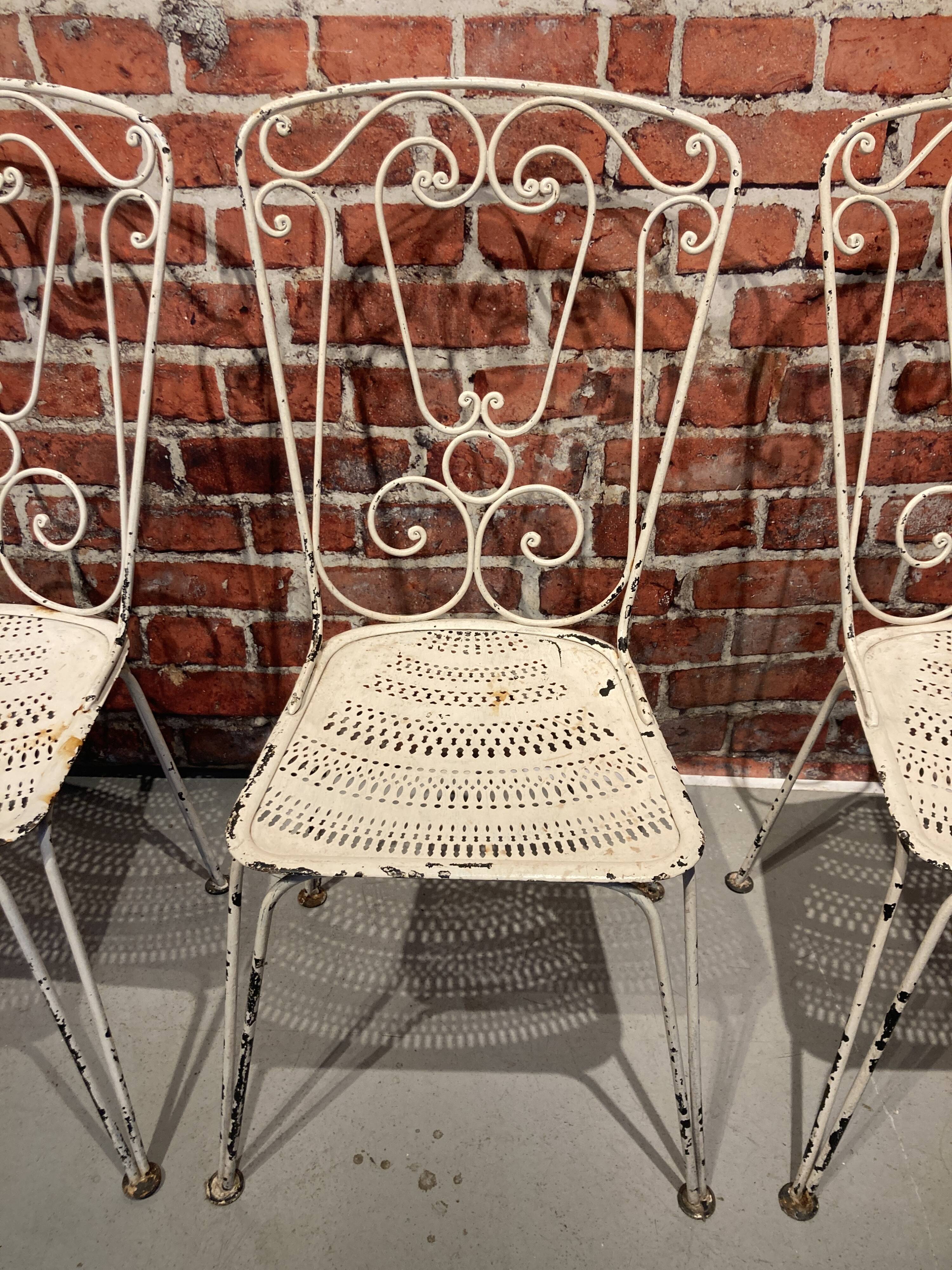 Wrought iron garden set painted white