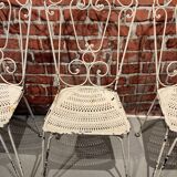 Wrought iron garden set painted white