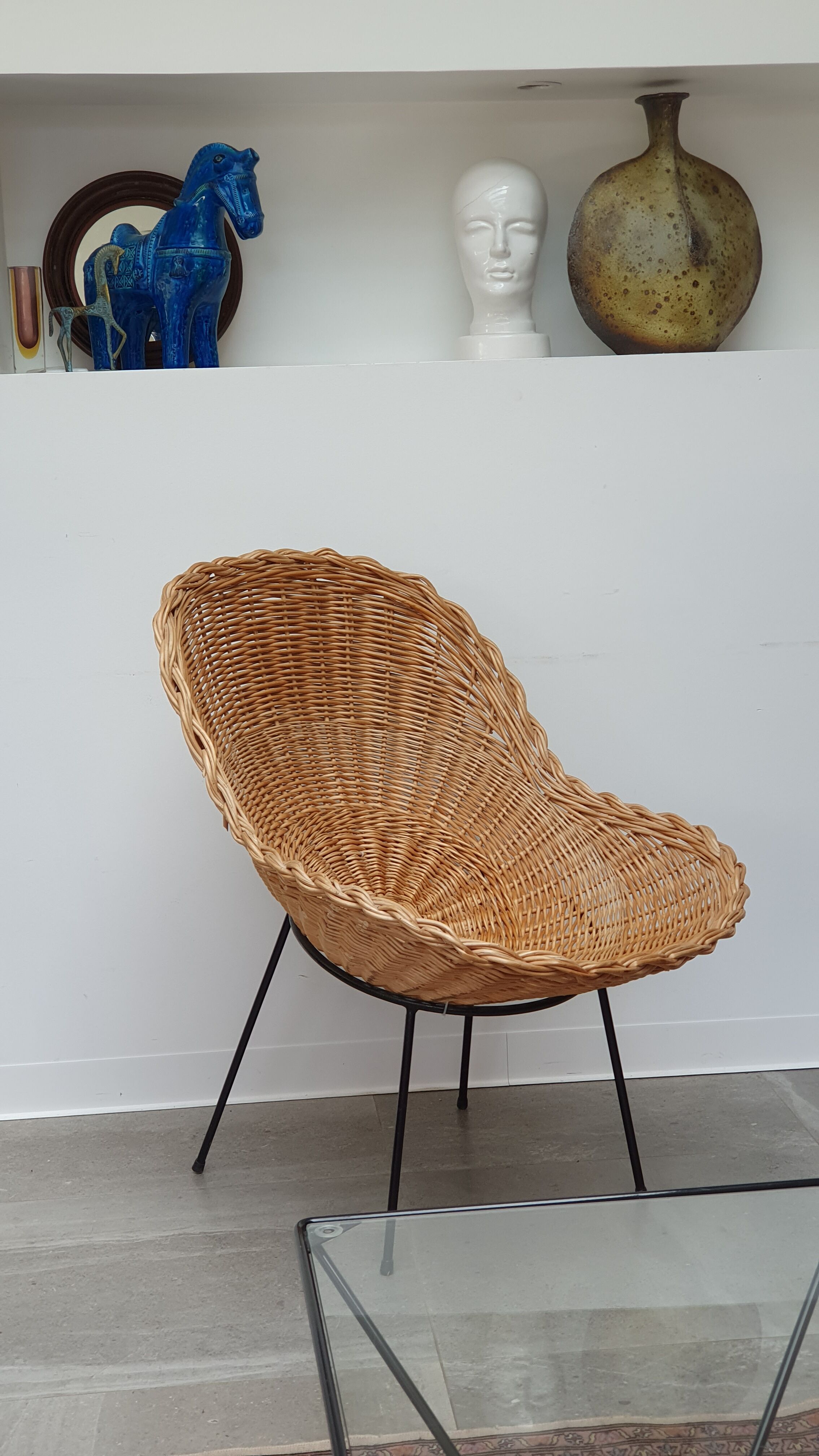 Pair of rattan basket chairs