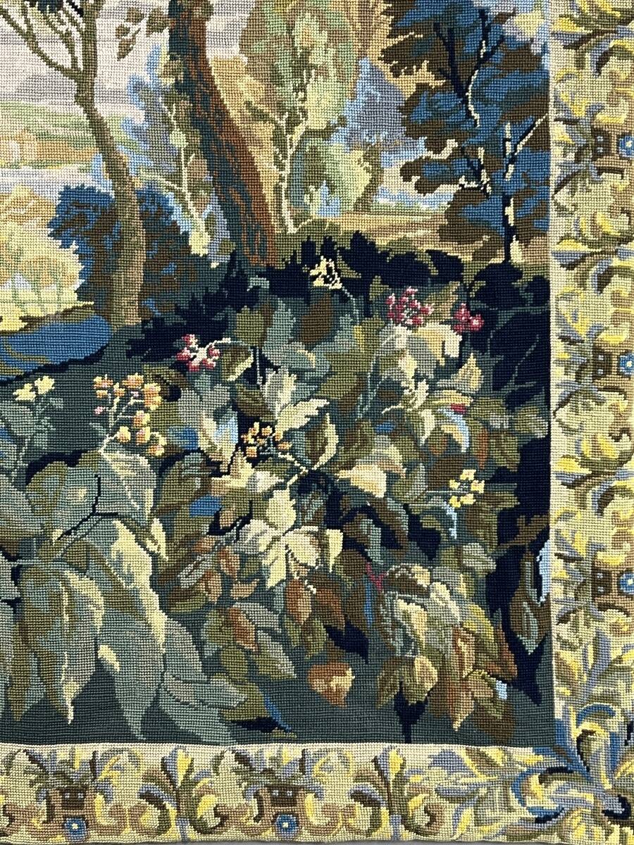 Wall tapestry with landscape and bird decoration, 20th century