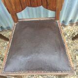 4 wooden and leather chairs art deco