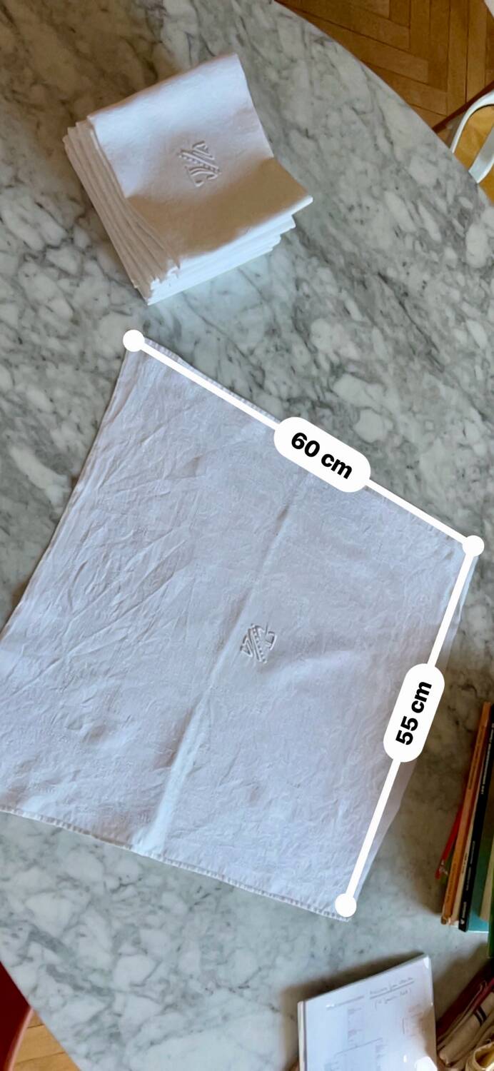 Lot 11 serviettes brodées