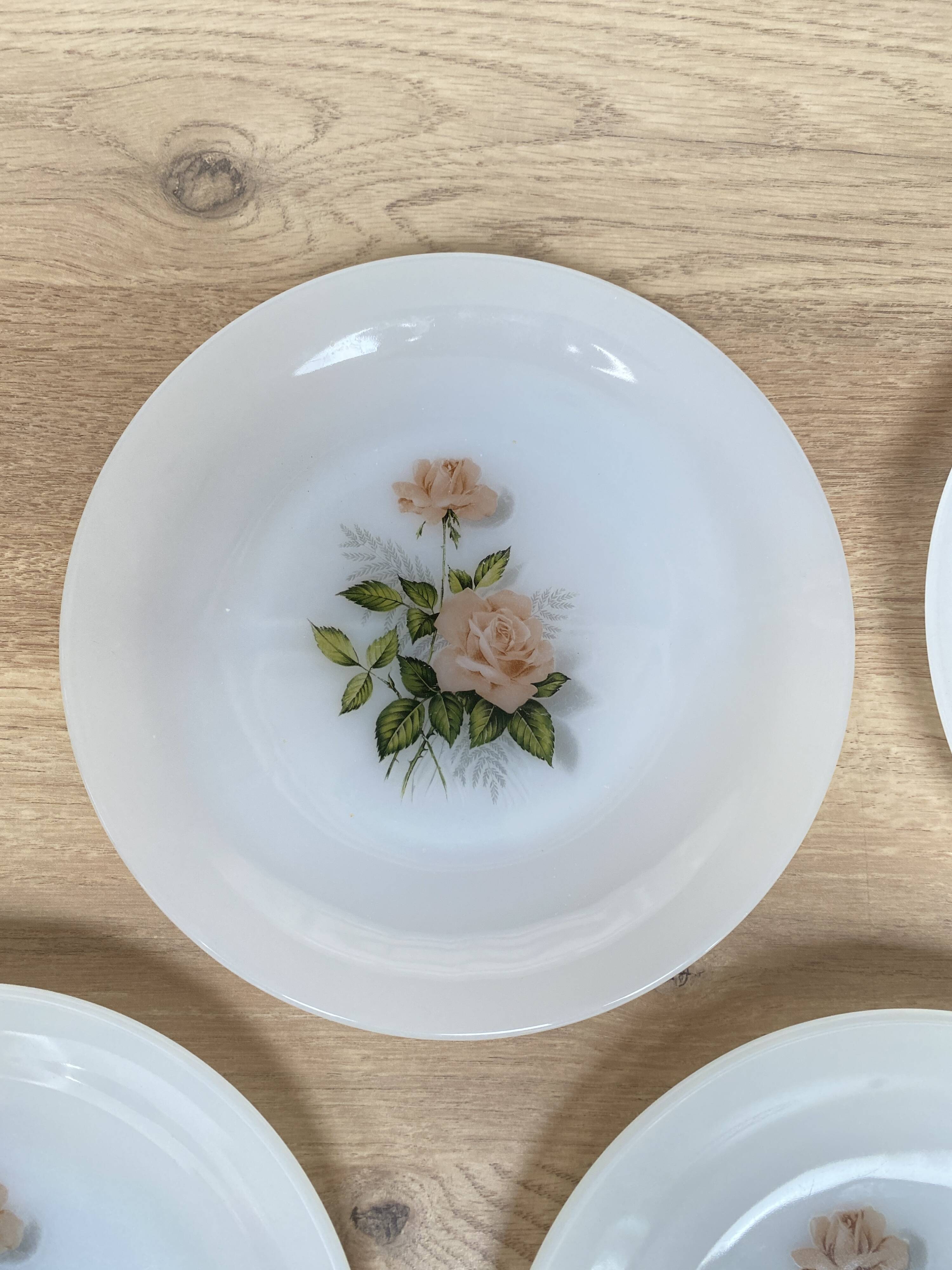 Set of 6 Arcopal Rose de France dessert plates