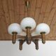 Lustre suspendu vintage rustique en forme de champignon, lumière en bois, années 1970