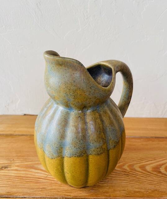 Old ceramic jug in the shape of a gourd by Louis Lourioux
