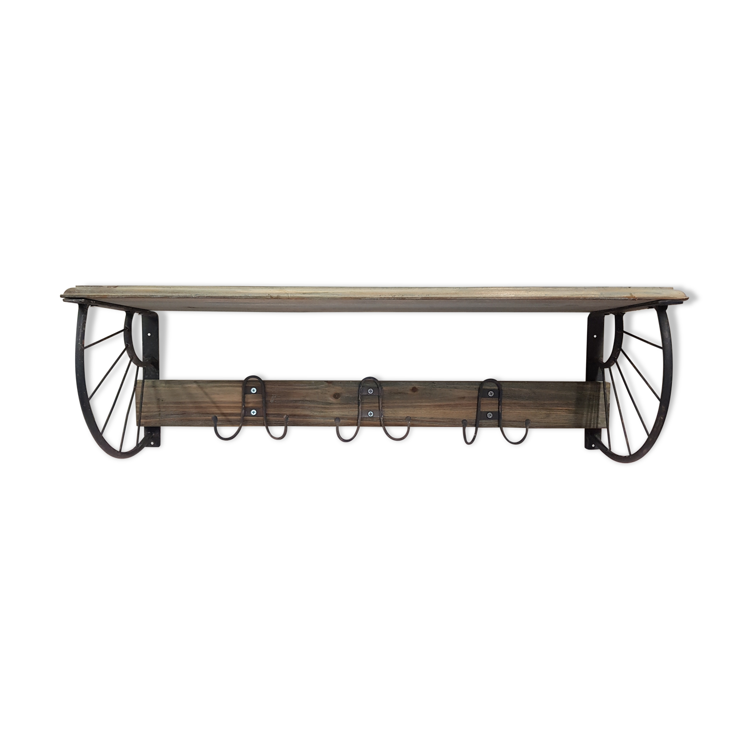 Porte manteaux avec porte chapeaux en fer et bois