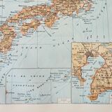 Antique engraving 1898, Japan, map, Asia, Tokyo • Lithograph, original illustration