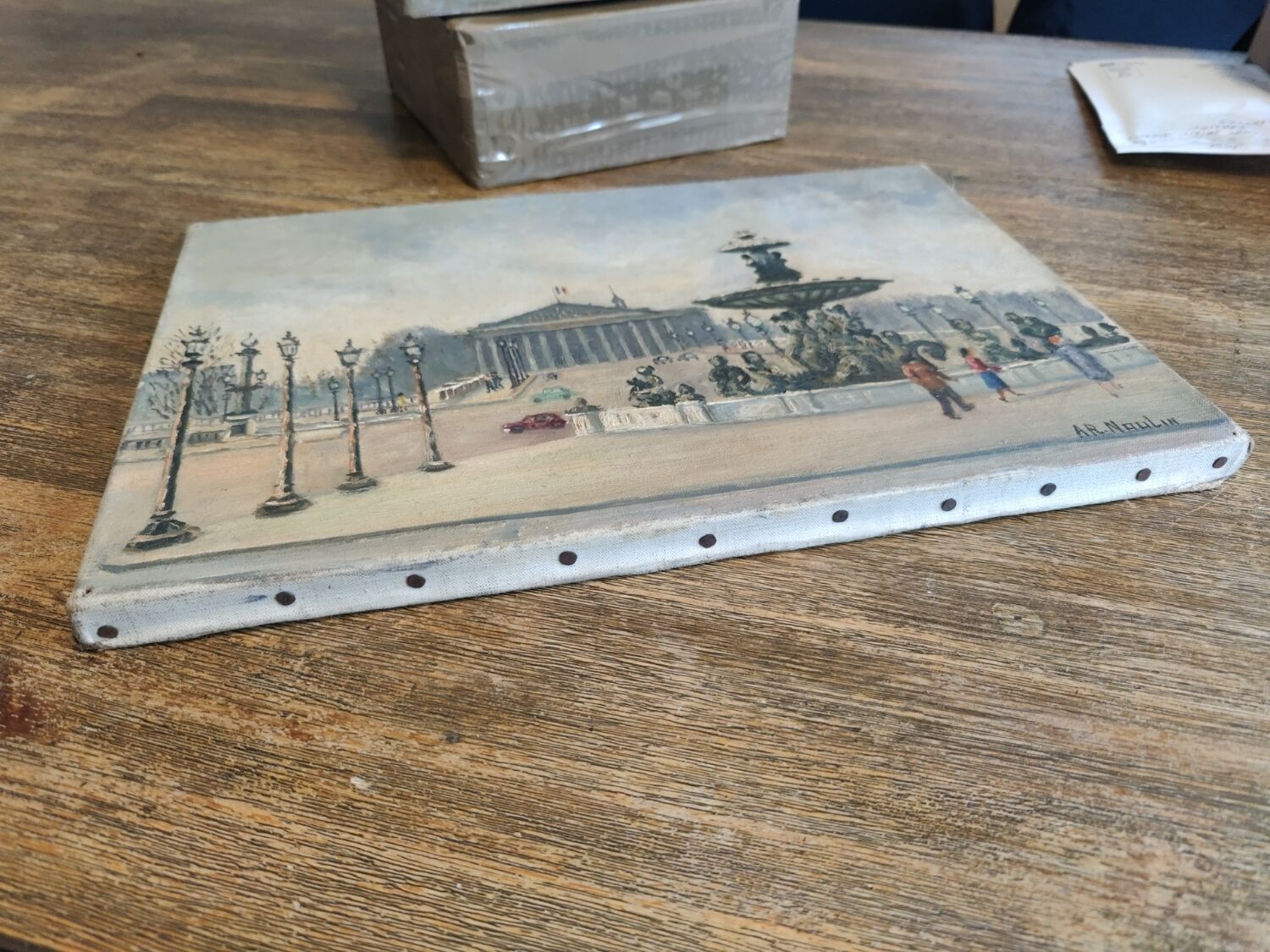 Adrien Raphaël Noulin huile sur toile Naïf/Paris,  la Concorde.