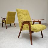 Paire de fauteuils Jaune par Jaroslav Smidek pour Ton (Thonet) Expo 58