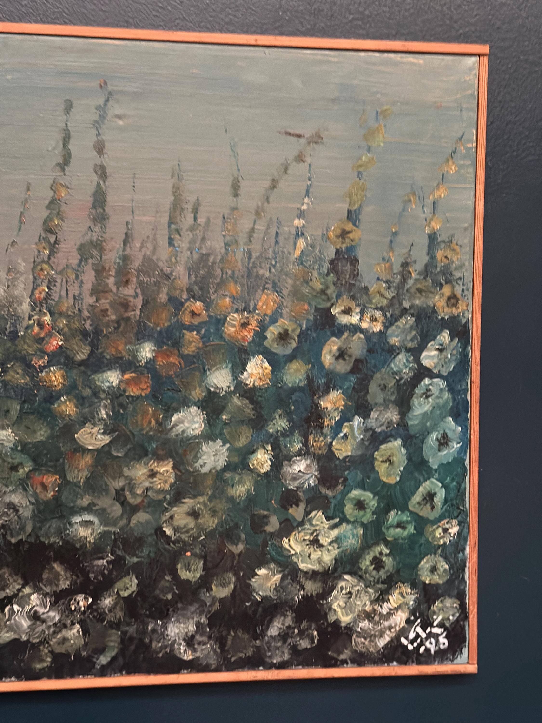 Original Swedish Oil on Canvas – “Flowers” – Signed – Dated 1995 – Vintage