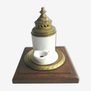 Paris porcelain inkwell and gilded bronze, Empire Charles X style