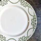 Round Creil & Montereau dish in green earthenware, "Napoleon" service