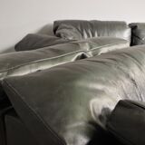 Moroso sofa set and armchairs in black leather, 1984