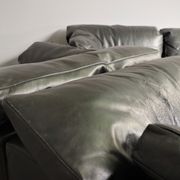 Moroso sofa set and armchairs in black leather, 1984