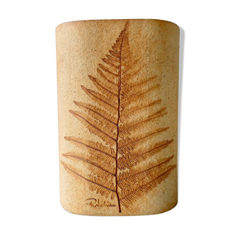 Ceramic vase decorated herbarium by Raymonde Leduc, Vallauris