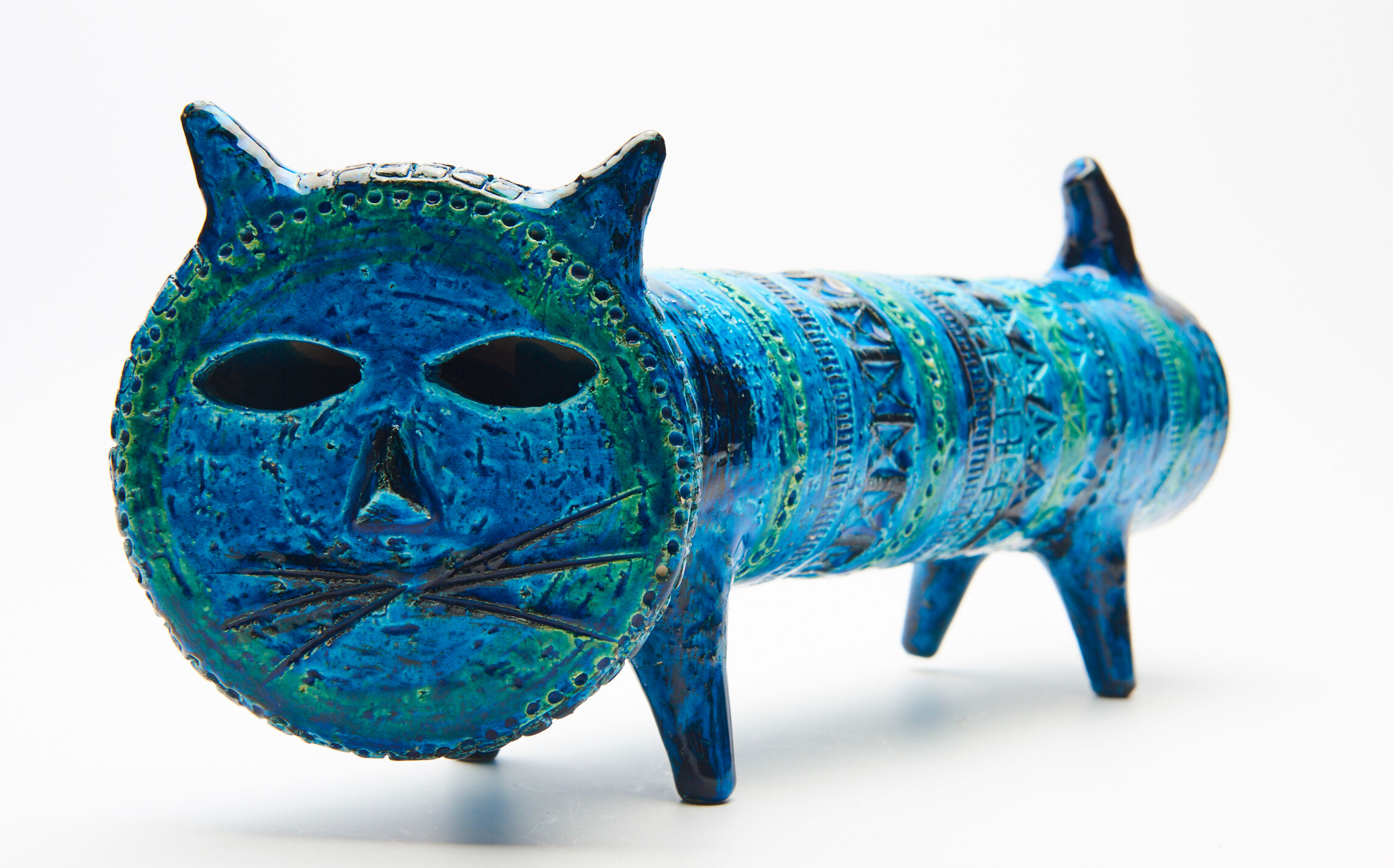Le Chat by Aldo Londi for Bitossi in blue ceramic, circa 1950