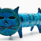 Le Chat by Aldo Londi for Bitossi in blue ceramic, circa 1950