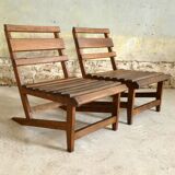 Pair of slatted armchairs, 1970