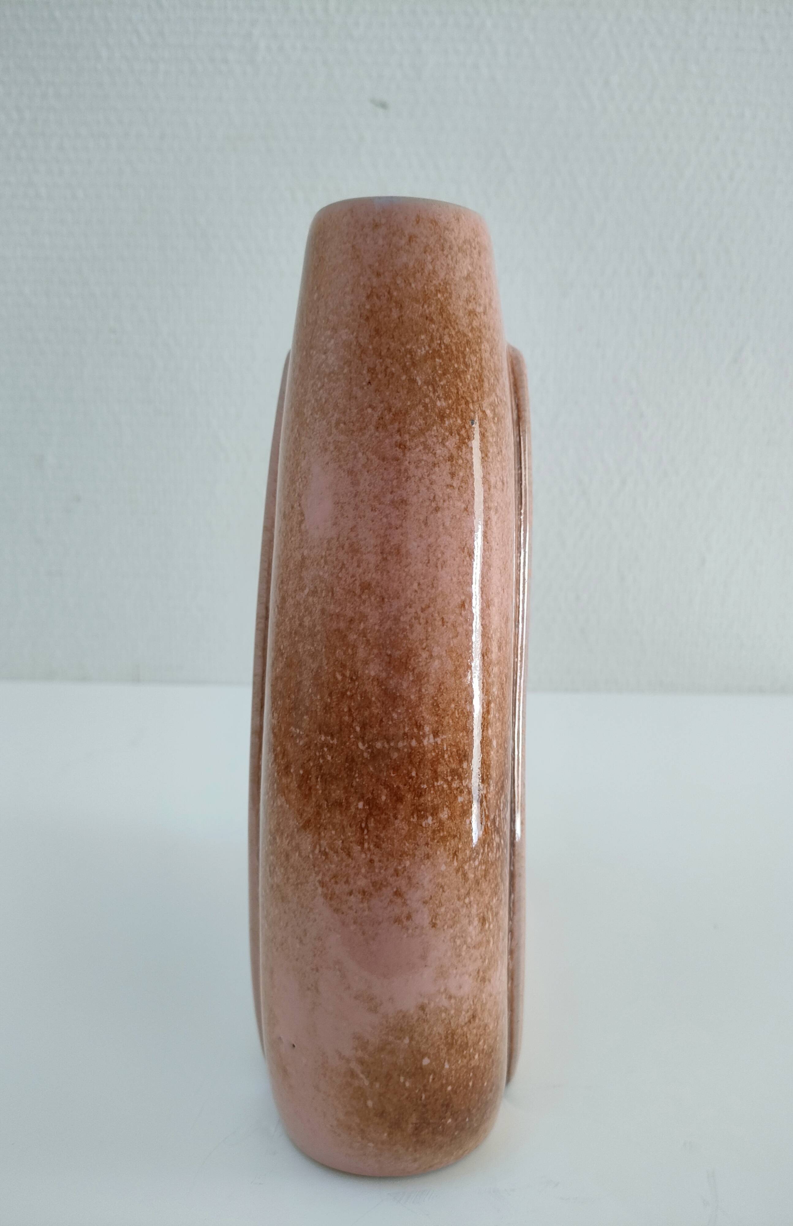 Enamelled ceramic flat vase design 80s - 90s