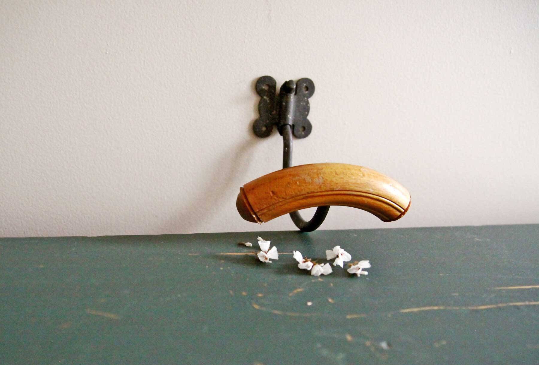 Metal and wood school hook