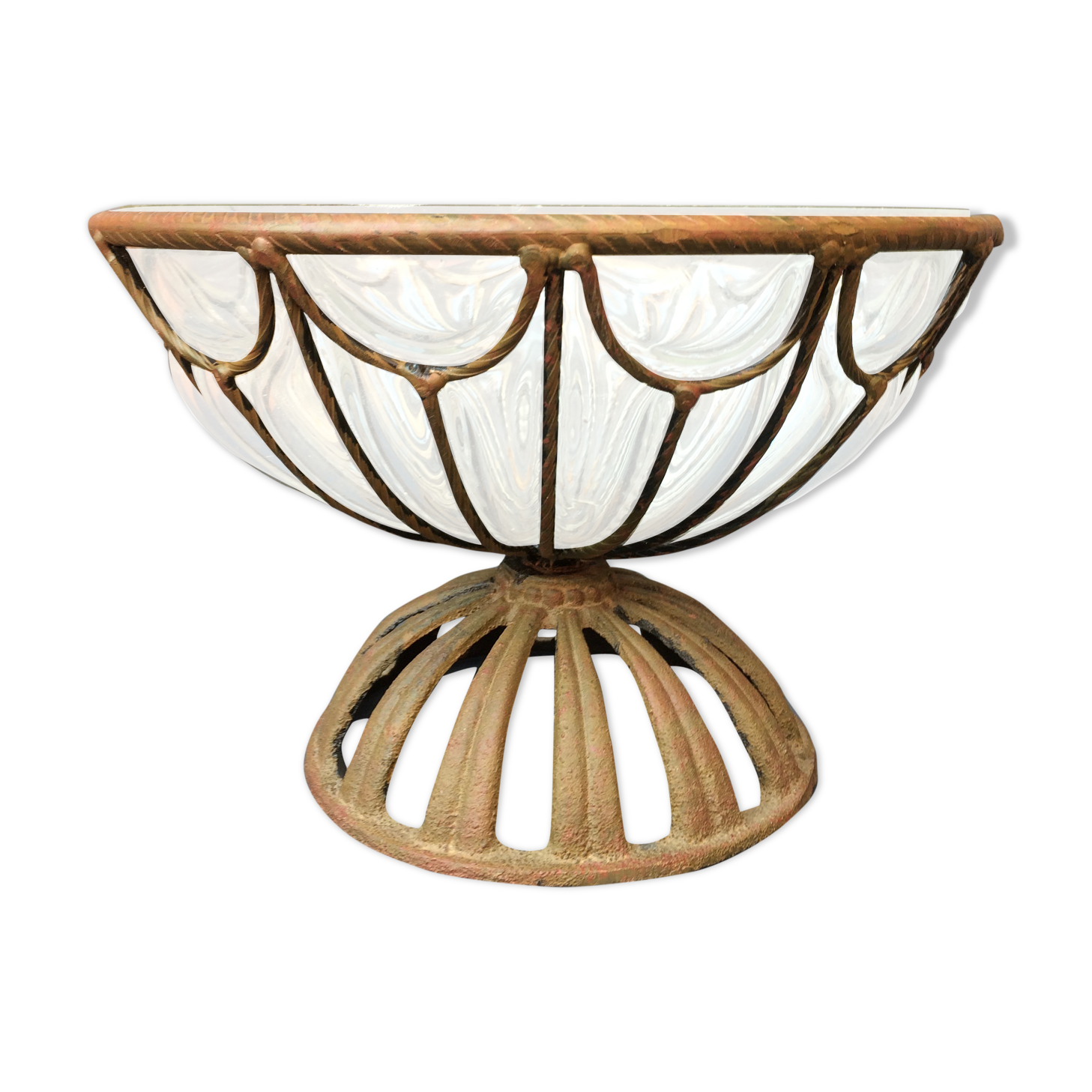 Vasque en fer forgé et verre soufflé