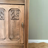 Small Art Deco jam cabinet in carved blonde oak