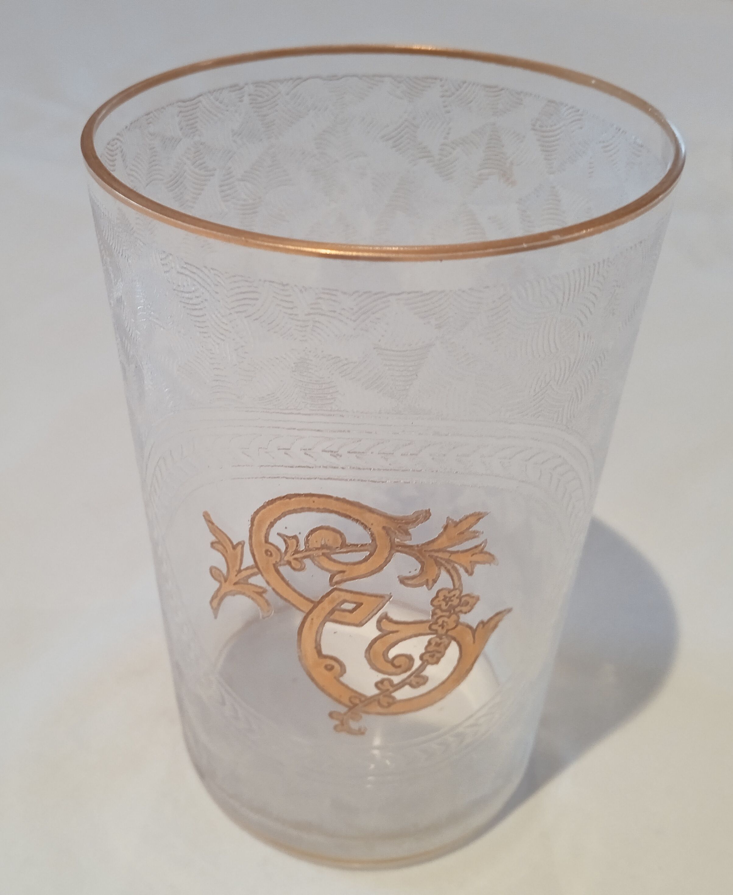 Crystal wedding goblet with gold engraving