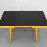 1960s Beech Coffee Table with Glass Top , Czechoslovakia