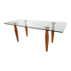 Vintage italian glass and wooden dining table, 1990s